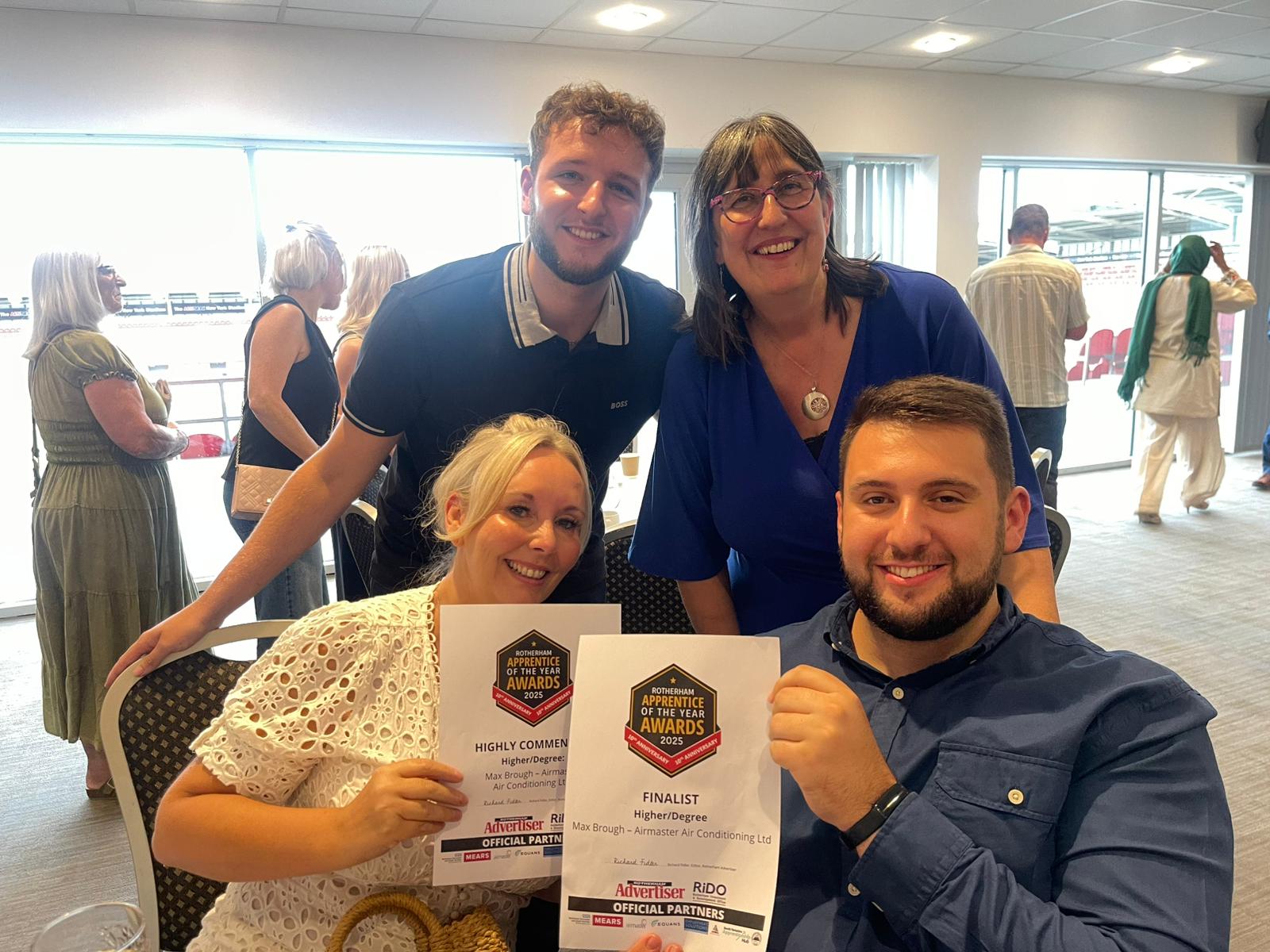Second image for, Airmaster Design Apprentice Max Brough Recognised as Highly Commended at Rotherham Advertiser’s Apprentice of the Year Awards 2025, news article